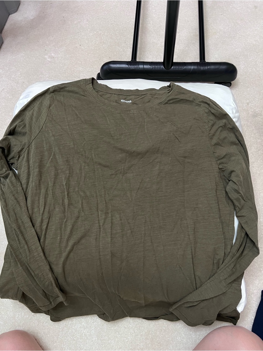 Sonoma Olive Green Women's Long Sleeve Crew Neck Tee